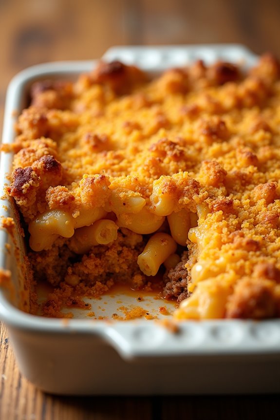 cheesy creamy beefy macaroni casserole