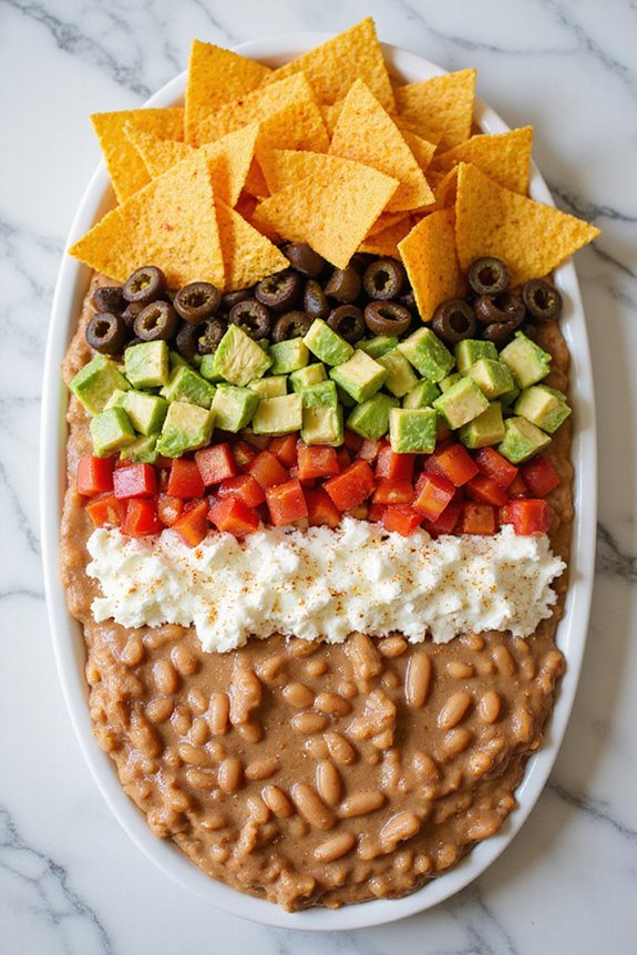 layered delicious mexican bean dip