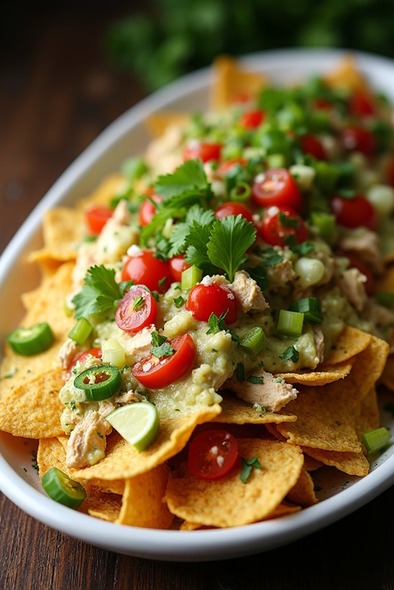 spicy cheesy chicken filled craveable nachos