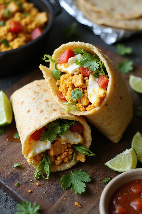 spicy flavorful tofu filled burrito
