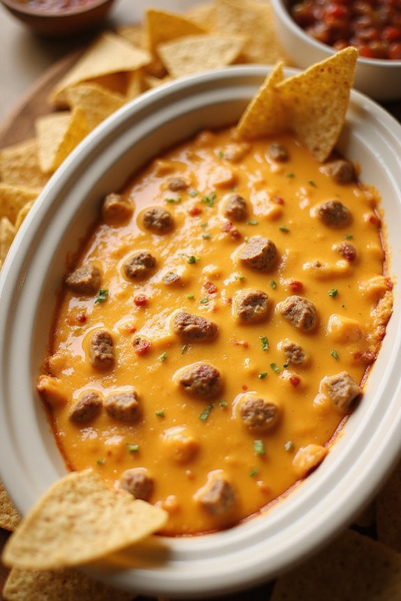 velveeta cheese taco sauce sausage tortilla chips