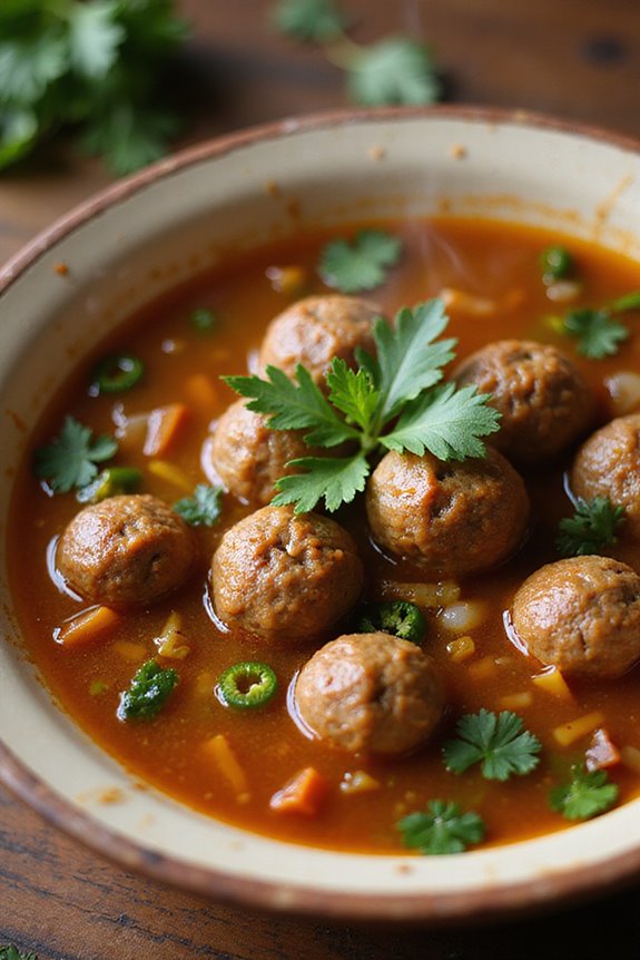 warm fragrant tiny floating meatballs